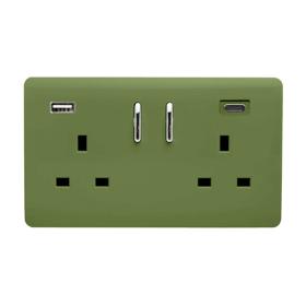 Moss Green Wiring Accessories Trendi Decorative Screwless